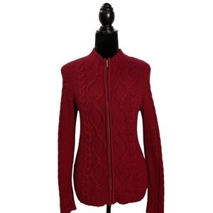 Jillian Nicole Cardigan SMALL Solid Dark Red Long Sl Zipper Front Sweater Comfy